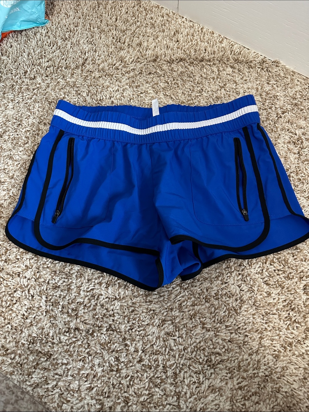 Fabletics Blue Athletic Shorts with Black Trim